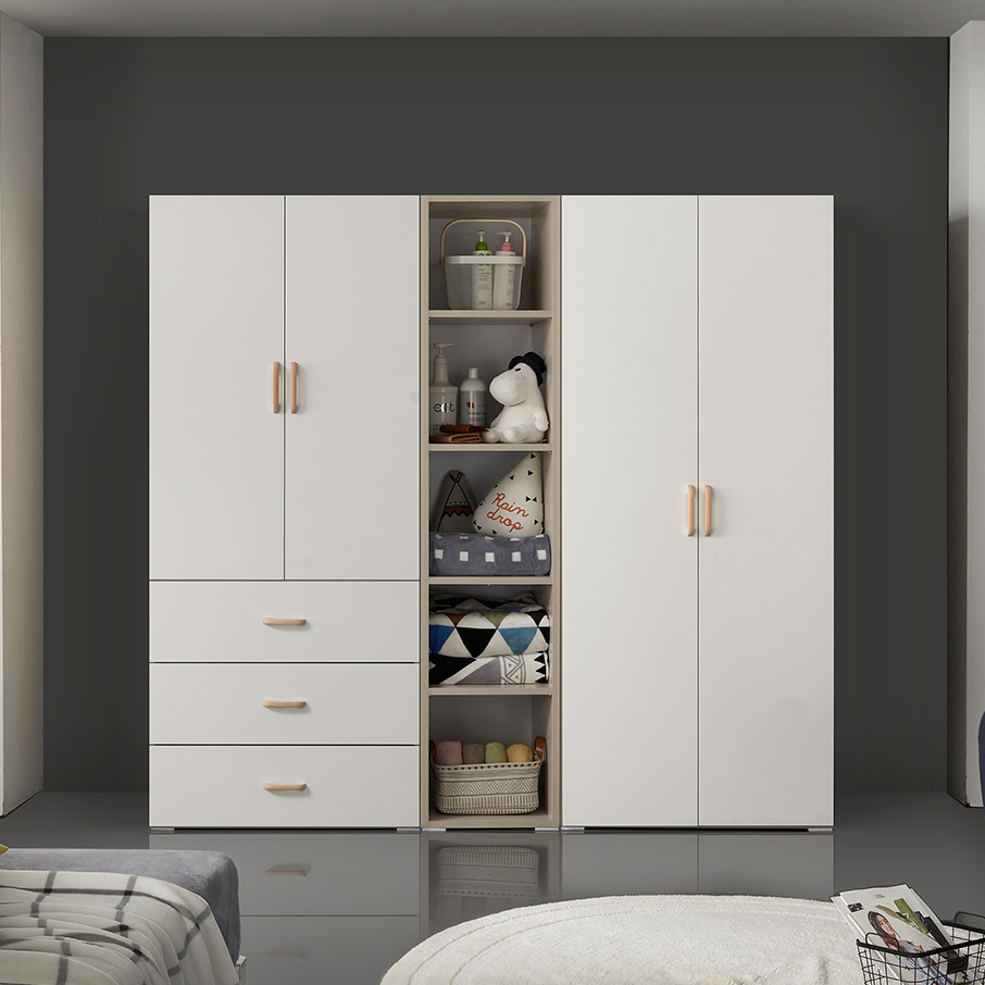 [케이컴퍼니] LPM 이음2000장롱세트CSD (3서랍도어옷장+400오픈선반장+긴문옷장)