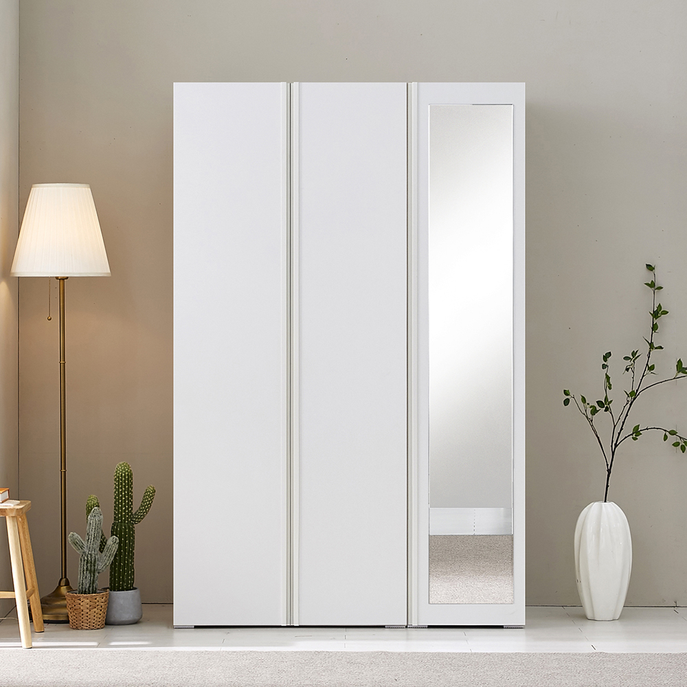 [케이컴퍼니] 심플비1200LPM옷장세트DMS (800긴문옷장,이불장 + 400거울선반장)